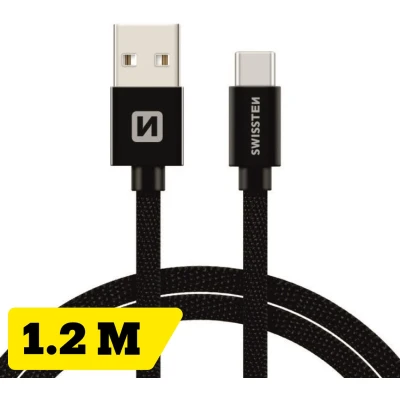 Afbeelding van Swissten USB C naar A Kabel 1.2M Zwart