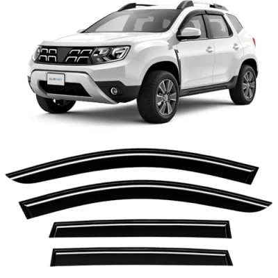 Afbeelding van CLIM ART Set van 4 autodeflectoren voor/compatibel met Dacia Duster SUV 17 24, SUV, luchtspoiler, deflector voor auto, lucht, zwart