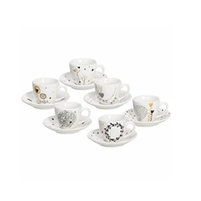 Afbeelding van Tognana Iris Set van 6 koffiekopjes met bord, New Bone China, meerkleurig
