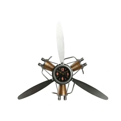 Afbeelding van Muurklok Home ESPRIT Gouden Zilverkleurig Metaal Propellers Vintage 63 x 12 55 cm