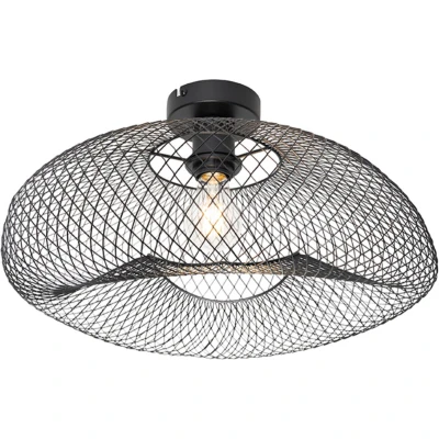 Afbeelding van QAZQA Moderne plafondlamp zwart Zora