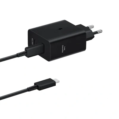 Image de Samsung EP T5020 Chargeur d&#039;origine 50 W Super Fast Charging, 2 ports USB Type C, (avec câble), noir