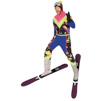 Afbeelding van FIESTAS GUIRCA Costume de ski rétro pour homme coloré des années 80 amusant Survêtement enterrement vie garçon Taille L