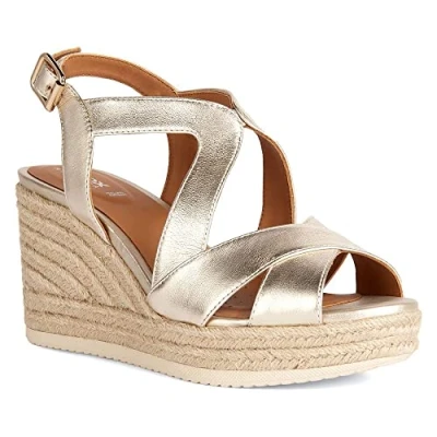 Image de Geox Femme Ponza Espadrille Wedge Sandales, Doré, 41 EU