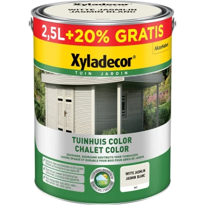 Afbeelding van Xyladecor Color houtbeits tuinhuis 2,5l + 0,5l witte jasmijn