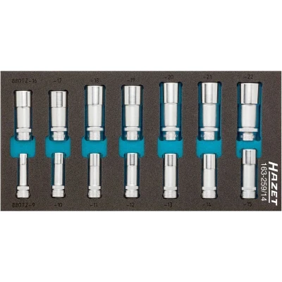 Afbeelding van HAZET 163 259/14 Doppenset 14 Safety Insert System Vierkant