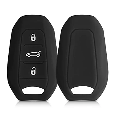 Afbeelding van kwmobile autosleutel hoesje geschikt voor Opel 3 knops SmartKey Keyless Go hoes TPU behuizing Beschermende auto sleutel case Sleuteletui in zwart