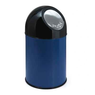 Afbeelding van Prullenbak 30ltr pushdeksel en binnemmer blauw/zwart
