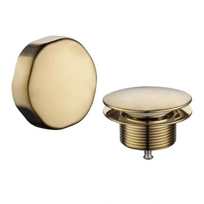 Afbeelding van Wiesbaden knop/plug badoverloopcombinatie geborsteld messing