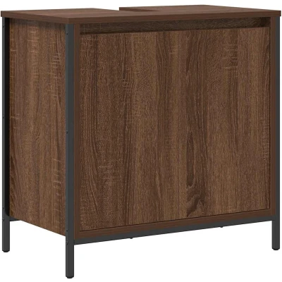 Afbeelding van Badkamerkast wastafelmeubel 60x34,5x60 cm bruin eikenkleurig