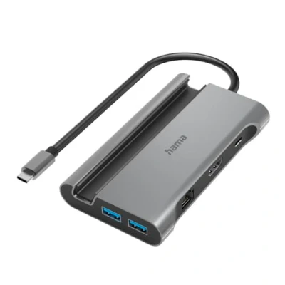 Afbeelding van Hama USB 3.2 Gen 1 hub 7 poorten Met snellaadpoort, C stekker, Ultra HD geschikt Grijs