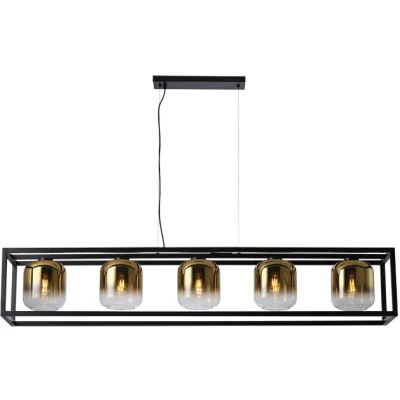 Afbeelding van Freelight Hanglamp Dentro 5 lichts L 160 cm goud glas zwart
