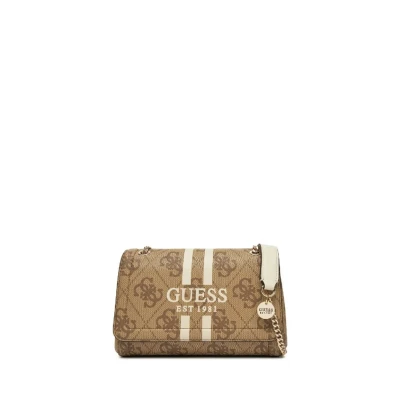 Afbeelding van GUESS Schoudertas Noelle II Convertible Xbody Flap Bag Latte Logo Lichtbruin