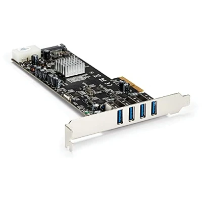Afbeelding van StarTech.com 4 poorts PCIe USB 3.0 kaart met kanalen 5 Gbps toegewijde (USB 3.2 Gen 1) UASP SATA/LP4 voeding PCI Express adapterkaart (PEXUSB3S44V)