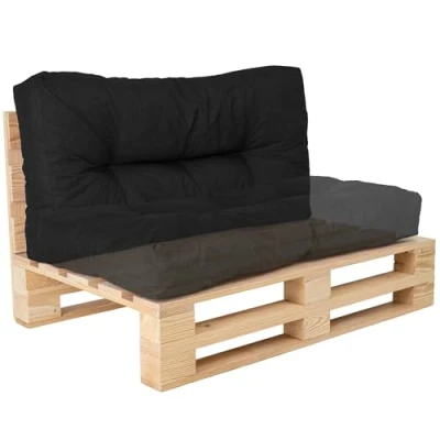 Afbeelding van Bananair Comfortabel palletkussen voor buiten, duurzaam, uv bestendig en waterafstotend Kussen tuinmeubelen, balkon, terras (veelzijdig zitkussen of rugleuning, 120 x 60 cm, zwart)