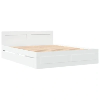 Afbeelding van vidaXL Bedframe met hoofdeinde bewerkt hout wit 150x200 cm