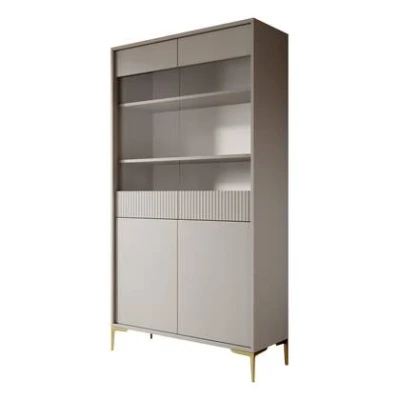 Afbeelding van Meubella Vitrinekast Five Beige 103 cm