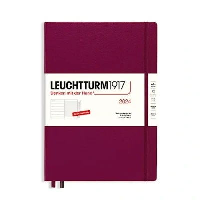 Afbeelding van LEUCHTTURM1917 367691 Master Weekplanner en notitieboek (A4+) 2024, met adresboek verjaardagen, rood poort, Duits, 12 maanden