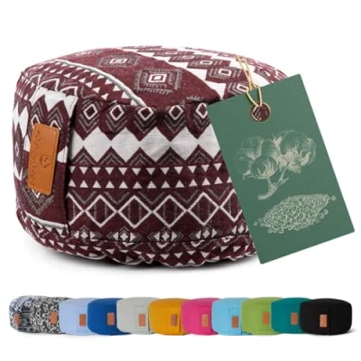 Afbeelding van #DoYourYoga Yoga kussen »Vishnu« rond meditatiekussen met bio organische boekweit schalen vulling H:15cm, diam.30cm Style (2)