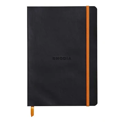 Afbeelding van Rhodia Rhodiarama 117452C Notitieboek, met zachte envelop, dotgrid, 80 vellen, 90 g ivoorkleurig papier, A5 148 x 210 mm, bladwijzer, binnenvak, 1 stuk, zwart