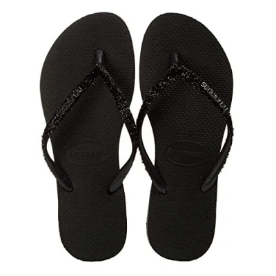 Afbeelding van Havaianas Slim Glitter Ii Dames Slippers Zwart/Donkergrijs Maat 33/34