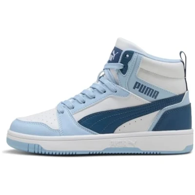 Afbeelding van Puma Rebound V6 Mid Jr Sneakers voor kinderen, uniseks, Donker Indigo Wit High Tropic