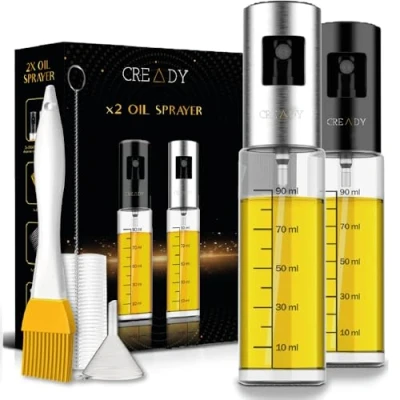 Afbeelding van CREADY® Lot de 2 sprays d&#039;huile cuisine 100 ml Distributeur Pulvérisateur Spray pour friteuse à air Huilier