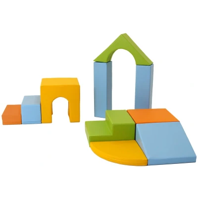 Afbeelding van Multifunctionele foam speelset Creativity lichte kleuren blokken Soft Play met glijbaan