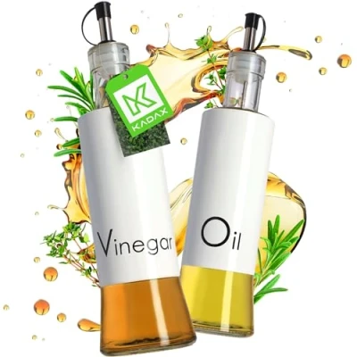 Afbeelding van KADAX Vloeibare kruidendispenser, glazen fles met stalen elementen, dispenser voor olie, dressing, olietank, olijfoliedispenser