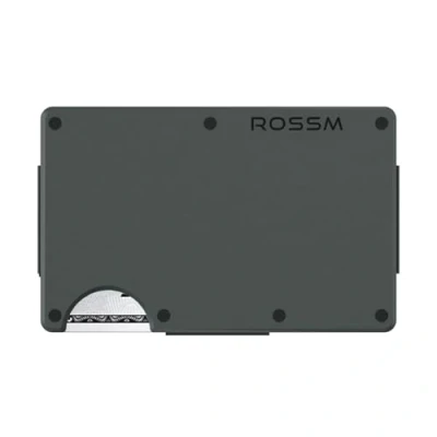 Afbeelding van Rossm Minimalistische slanke portemonnee met RFID blokkerend voorvak van koolstofvezel voor heren geldclip en riem geld, grijs,
