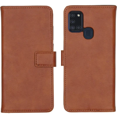 Afbeelding van iMoshion Hoesje Geschikt voor Samsung Galaxy A21s Met Pasjeshouder Luxe Bookcase Bruin