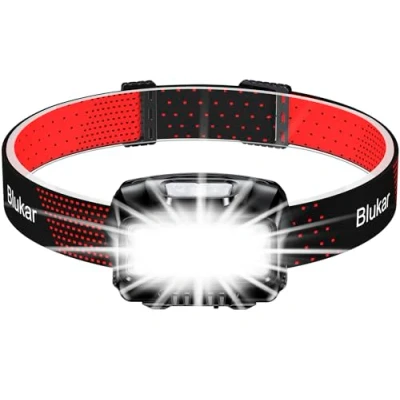 Afbeelding van Blukar Oplaadbare hoofdlamp, 2000 l, super helder, waterdicht, licht, krachtige led zaklamp met rode weergave, 8 lichtmodi, bewegingsmelder, 30 uur looptijd voor hardlopen en kamperen