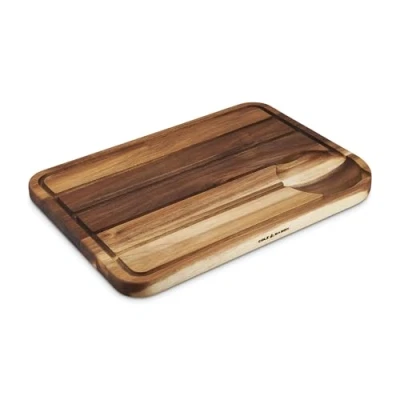Afbeelding van Grote hoekige snijplank 46 x 34 cm van acaciahout met groef