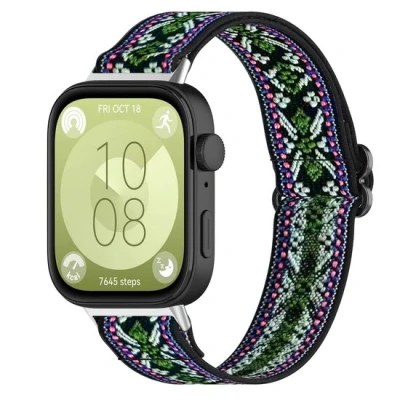 Afbeelding van Elastische nylon band Bohemian groen Huawei Fit 3