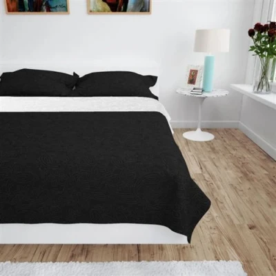 Afbeelding van Bedsprei dubbelzijdig 230x260 cm quilt zwart en wit