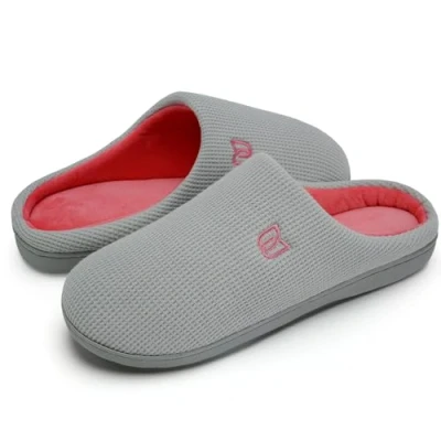 Afbeelding van pantoffels voor dames en heren, traagschuim, de winter, warm, antislip, binnen buiten, Grijs roze