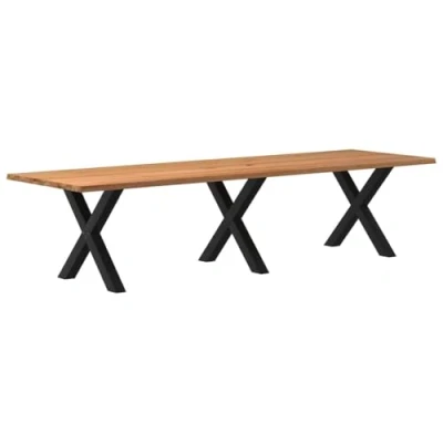 Afbeelding van vidaXL Eettafel rechthoekig 320x100x74 cm massief eikenhout lichtbruin