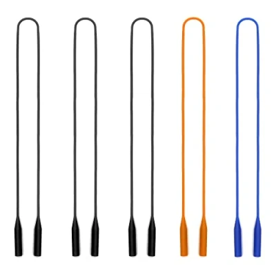 Afbeelding van JM 2 verpakkingen elastische siliconen bril met houder, Blauw+Oranje+Goud