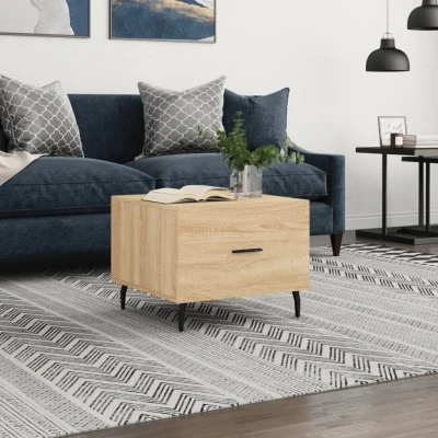 Afbeelding van Salontafel 50x50x35 cm bewerkt hout sonoma eikenkleurig