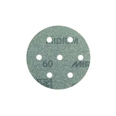 Afbeelding van Mirka Iridium 50 stuks premium schuurpapier Ø 90 mm klittenband 7 gaten korrel 60 voor het slijpen van verf, spatel, primer hout staal mineralen kunststof