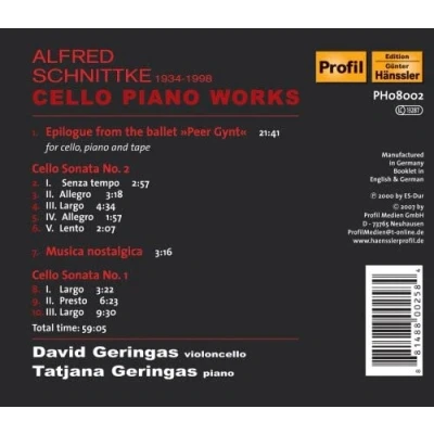 Afbeelding van Schnittke: Cello Piano Works 1 Cd