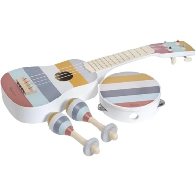 Afbeelding van Kindsgut Muziekinstrumentenset met rammelaar en tamboerijn, discrete moderne kleuren, milieuvriendelijke materialen, vrij van schadelijke stoffen, krassen