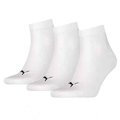 Afbeelding van PUMA Uniseks Plain Quarter sokken (3 paar), wit 417, 35 38 EU