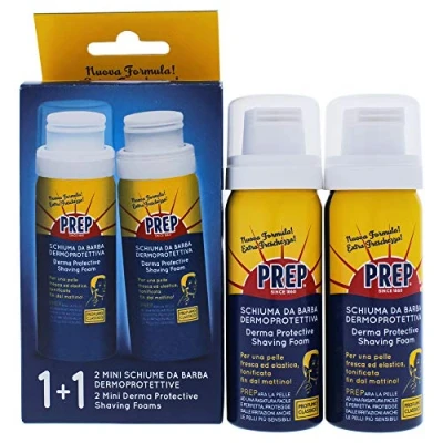Afbeelding van Prep, Dermoprotectief scheerschuim voor moeilijke baarden, ook geschikt de meest prikkelbare en gevoelige huid een tonische elastische huid, 2 stuks à 50 ml