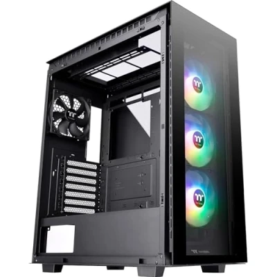 Afbeelding van Thermaltake Divider 500 TG ARGB Midi tower PC behuizing Zwart 3 voorgeïnstalleerde LED ventilators, 1 ventilator, Zijvenster, Stoffilter