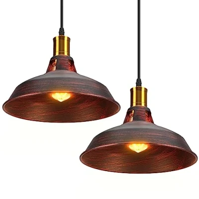 Afbeelding van TOKIUS Hanglamp Industriële Kroonluchter Vintage Lamp Plafondlamp E27 Woonkamer Lampenkap Plafond Metalen Retro Nordic Stijl Ontwerp Kabel Verstelbaar (Roestig, 2st)