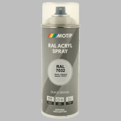 Afbeelding van Motip industrial acryllak hoogglans RAL 7032 kiezelgrijs 400 ml.