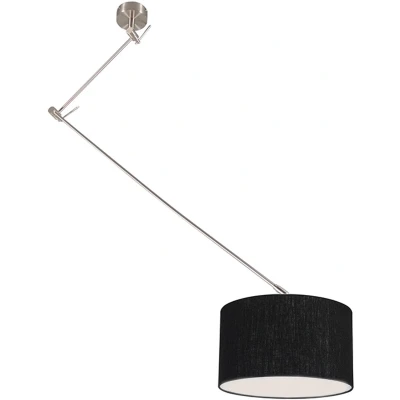 Afbeelding van QAZQA Hanglamp staal met kap 35 cm zwart verstelbaar Blitz
