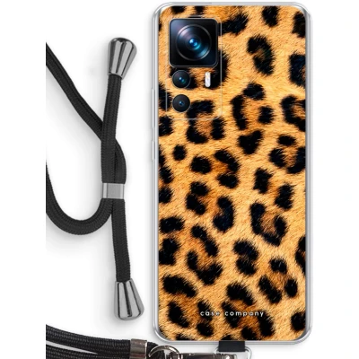 Afbeelding van Case Company® hoesje met Koord geschikt voor Xiaomi 12T Luipaard Telefoonhoesje Zwart Bescherming aan alle Kanten en Over de Schermrand