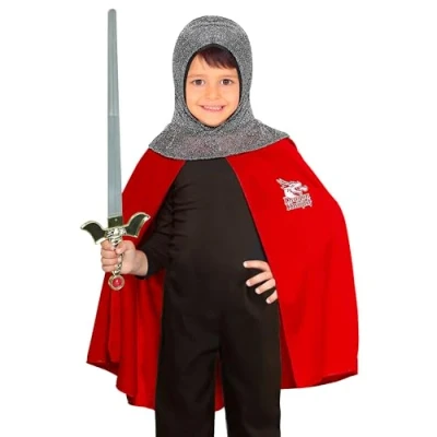 Afbeelding van W WIDMANN MILANO Party Fashion Ridderkostuum voor kinderen, cape en kapsel, party, kostuum, carnaval